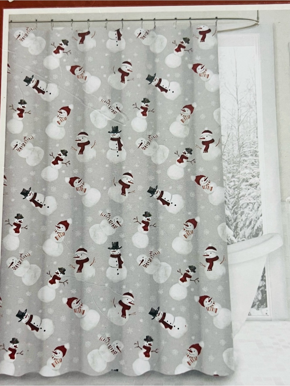 NWT❤️Holiday Snowman Shower Curtain sz 72X72IN